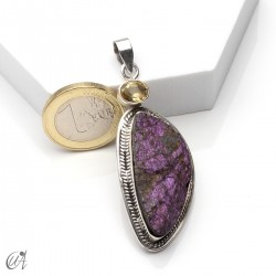 Colgante en plata con purpurita en bruto y citrino, modelo 2