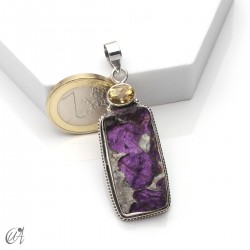 Colgante en plata con purpurita en bruto y citrino, modelo 3