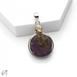 Colgante en plata con purpurita en bruto y citrino, modelo 4