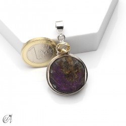 Colgante en plata con purpurita en bruto y citrino, modelo 4