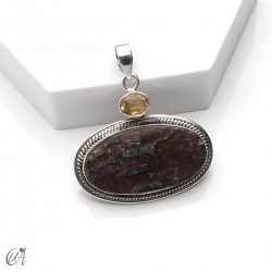 Colgante en plata con purpurita en bruto y citrino, modelo 5