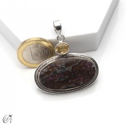 Colgante en plata con purpurita en bruto y citrino, modelo 5