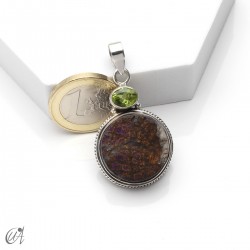 Colgante en plata con purpurita en bruto y peridoto, modelo 4