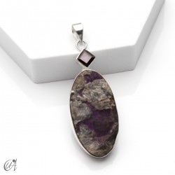 Colgante en plata con purpurita en bruto y granate, modelo 5