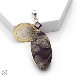 Colgante en plata con purpurita en bruto y granate, modelo 5