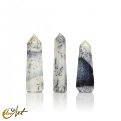 Dendritic opal (merlinite) point, 8 sides, small