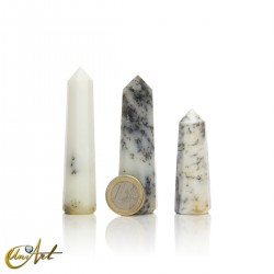 Dendritic opal (merlinite) point, 8 sides, small