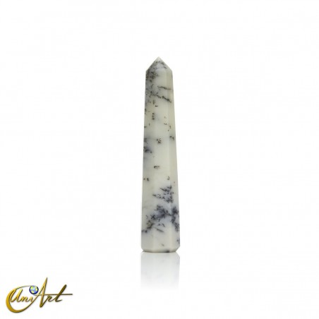 Dendritic opal (merlinite) point, 8 sides, medium