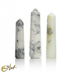 Dendritic opal (merlinite) point, 8 sides, medium