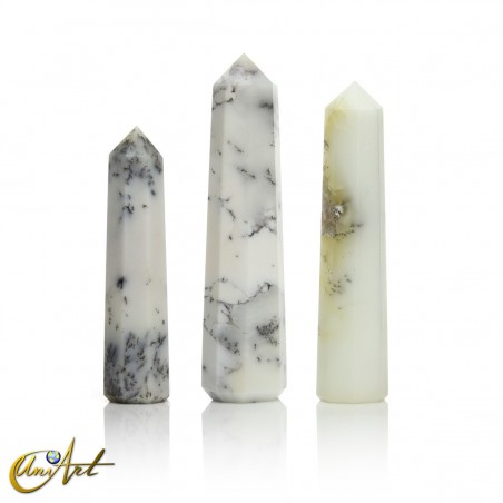 Dendritic opal (merlinite) point, 8 sides, medium