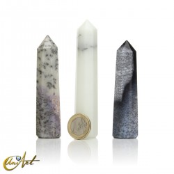 Dendritic opal (merlinite) point, 8 sides, medium