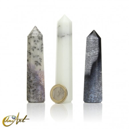 Dendritic opal (merlinite) point, 8 sides, medium