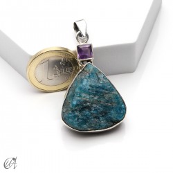 Colgante en plata con apatita en bruto y amatista facetada, modelo 3