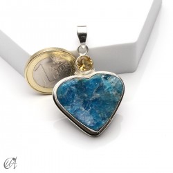 Silver pendant with rough apatite and faceted citrine, model 1