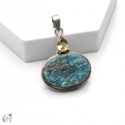 Colgante en plata con apatita en bruto y citrino facetado, modelo 2