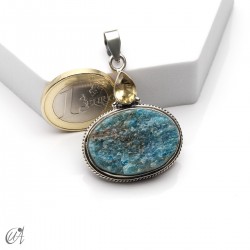 Silver pendant with rough apatite and faceted citrine, model 2