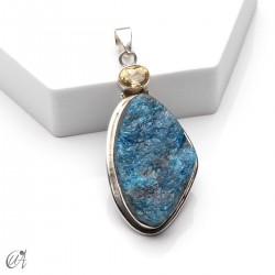 Silver pendant with rough apatite and faceted citrine, model 5