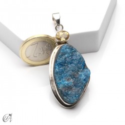 Silver pendant with rough apatite and faceted citrine, model 5