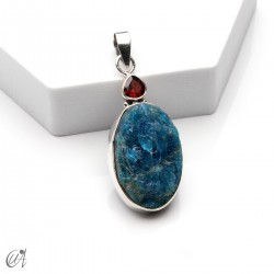 Colgante en plata con apatita en bruto y granate facetado, modelo 5