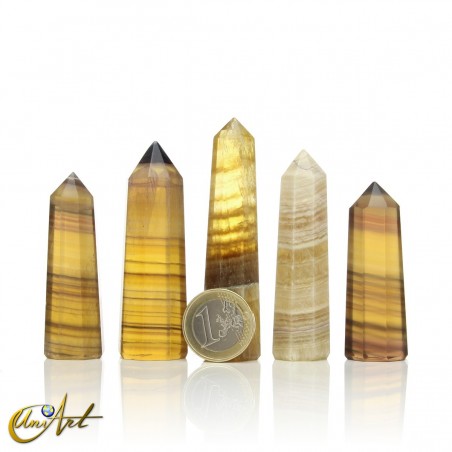 Honey fluorite point, 8 sides, small