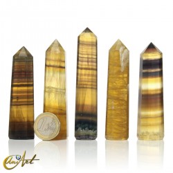 Honey fluorite point, 8 sides, medium