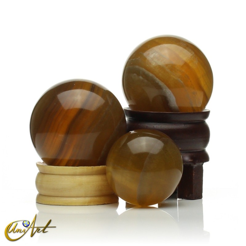 Natural honey fluorite spheres