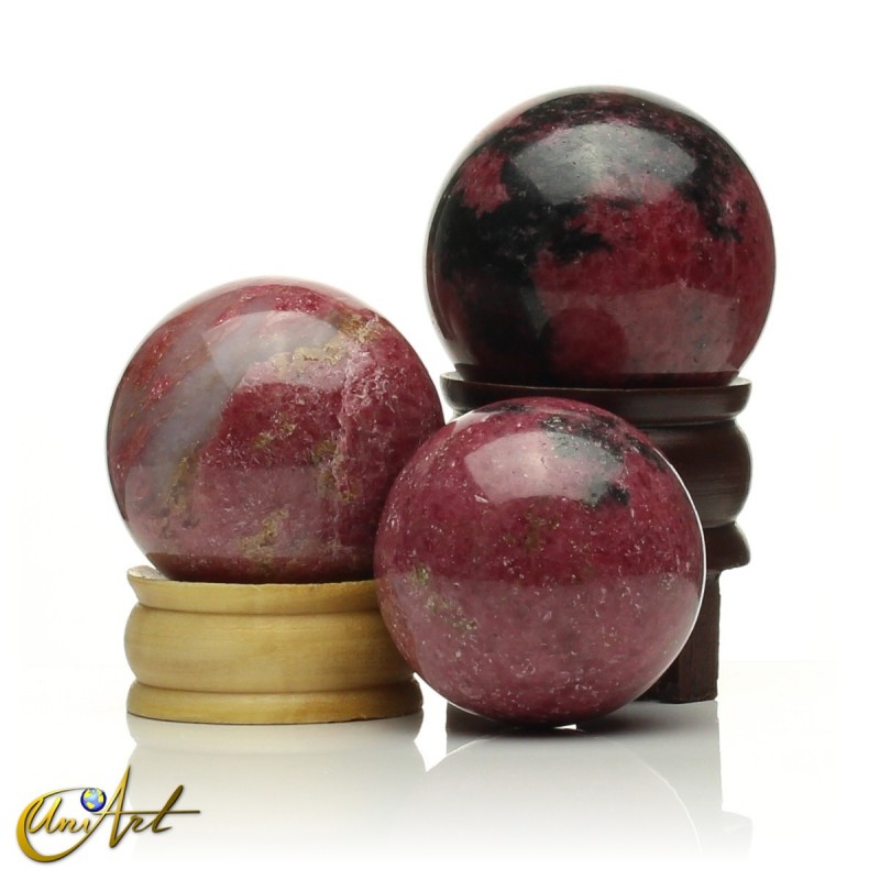 Natural rhodonite sphere