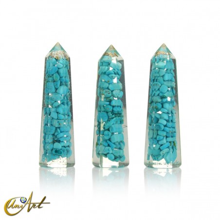 Handmade orgonite point, 5 cm – turquenite