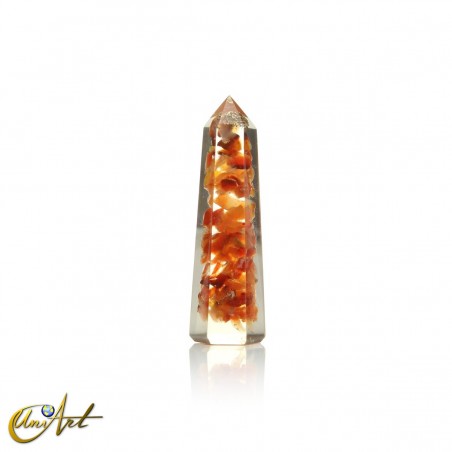 Handmade orgonite point, 5 cm – carnelian