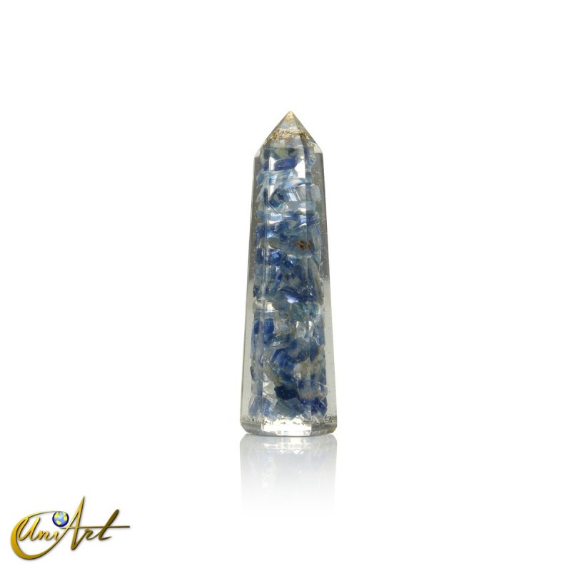 Handmade orgonite point, 5 cm – blue kyanite