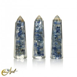 Handmade orgonite point, 5 cm – blue kyanite