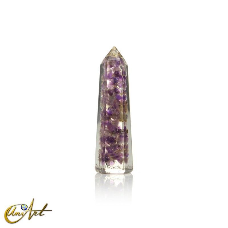 Handmade orgonite point, 5 cm – amethyst