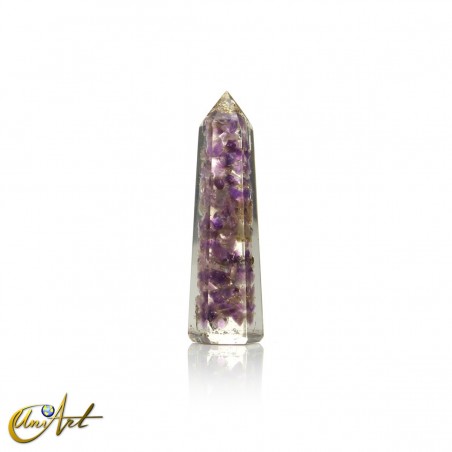 Handmade orgonite point, 5 cm – amethyst