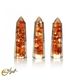Handmade orgonite point, 5 cm – carnelian