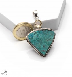 Colgante en plata con crisocola en bruto y citrino facetado, modelo 2