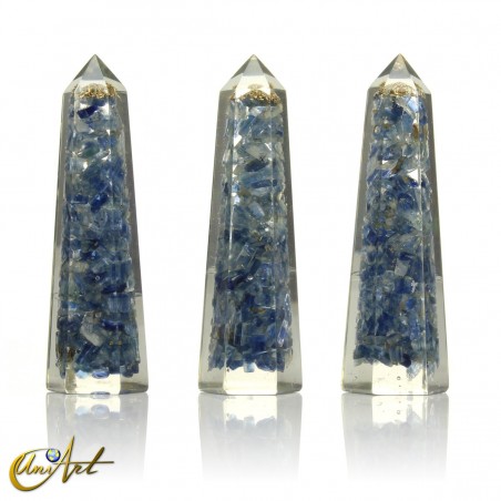 Handmade orgonite point, 8 cm – blue kyanite