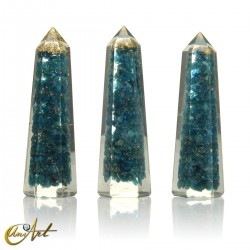 Handmade orgonite point, 8 cm – apatite