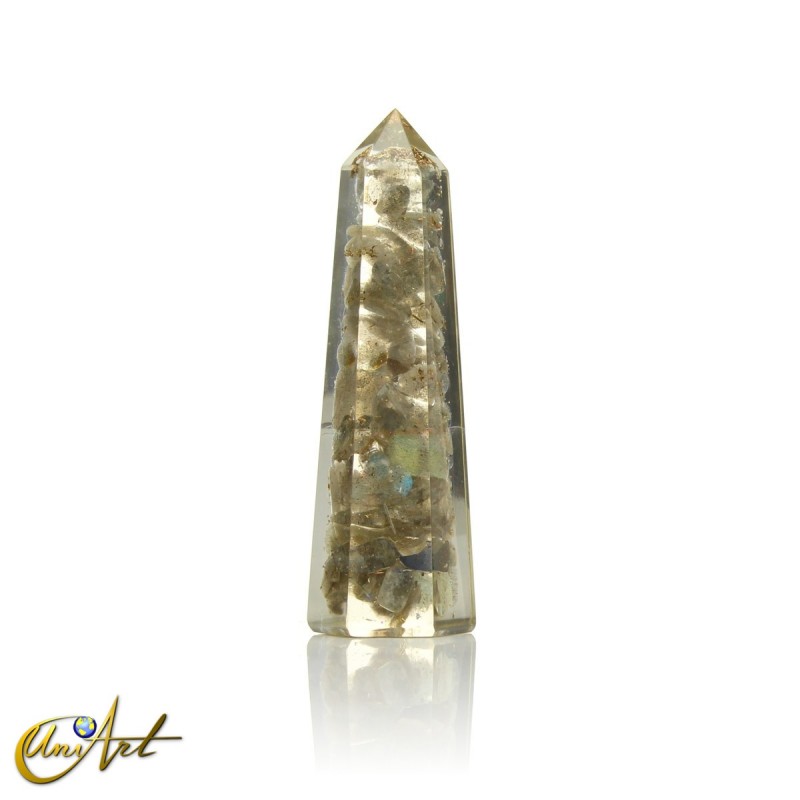 Handmade orgonite point, 8 cm – labradorite