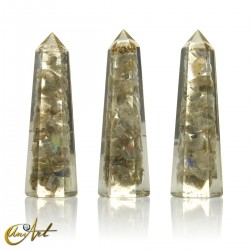 Handmade orgonite point, 8 cm – labradorite