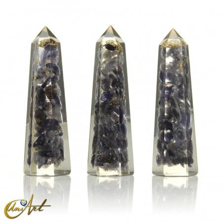 Handmade orgonite point, 8 cm – iolite