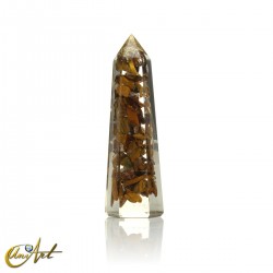 Handmade orgonite point, 8 cm – tiger’s eye