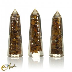 Handmade orgonite point, 8 cm – tiger’s eye