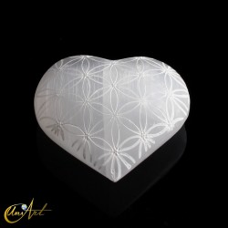 Flower of Life Engraved Selenite Hearts