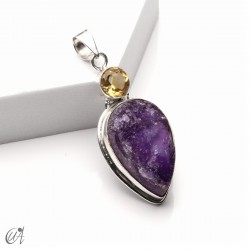 Rough amethyst and citrine pendant in 925 silver, model 4