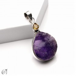 Rough amethyst and citrine pendant in 925 silver, model 6