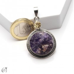 Rough amethyst and citrine pendant in 925 silver, model 1