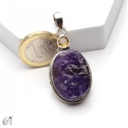 Rough amethyst and citrine pendant in 925 silver, model 3