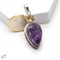 Rough amethyst and citrine pendant in 925 silver, model 4