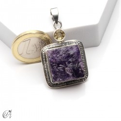 Rough amethyst and citrine pendant in 925 silver, model 5