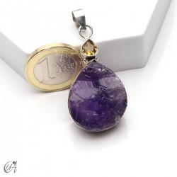 Rough amethyst and citrine pendant in 925 silver, model 6